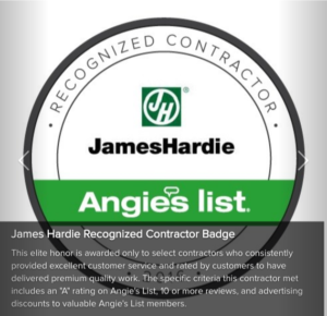 Angie's List James Hardie Recognized Contractor